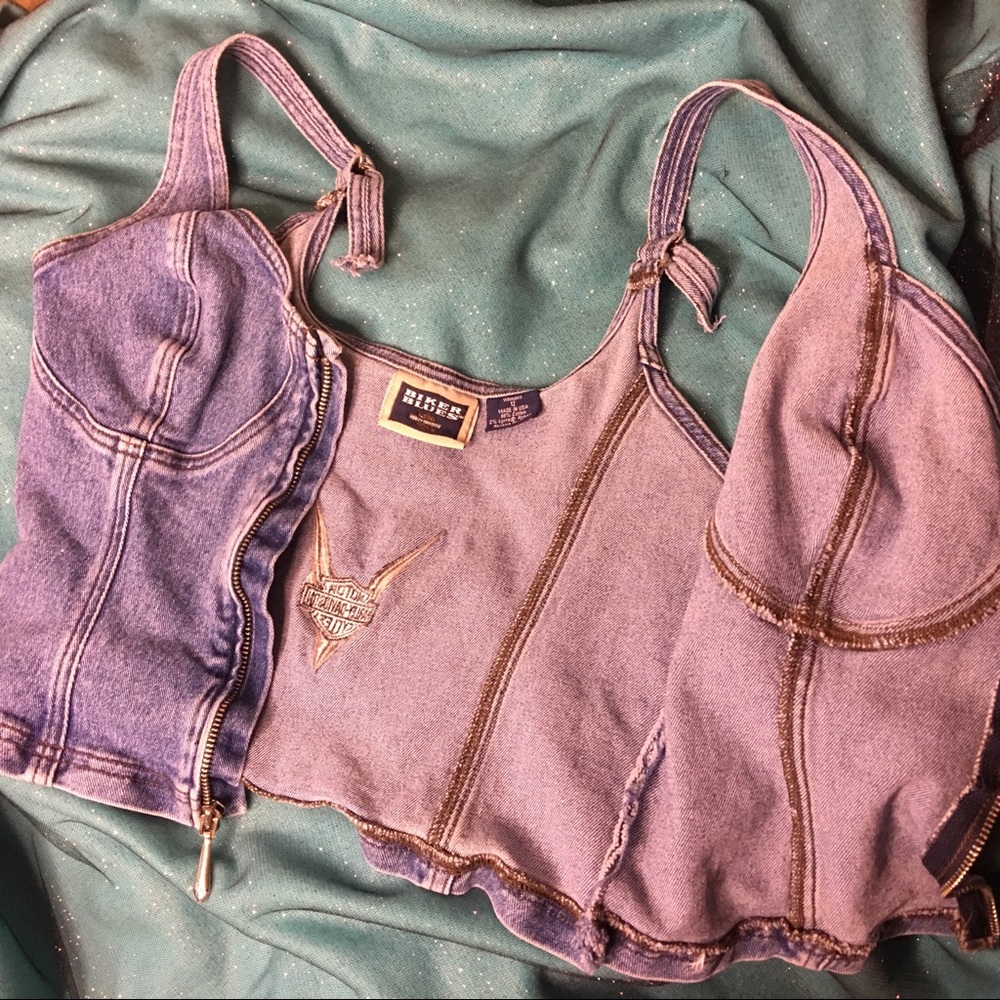HARLEY-DAVIDSON denim vest corset SIZE 12